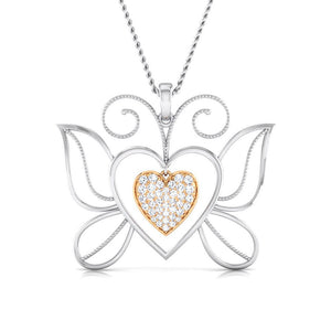 Jewelove™ Pendants Butterfly Heart Platinum Pendant with Rose Gold & Diamonds JL PT P 8076