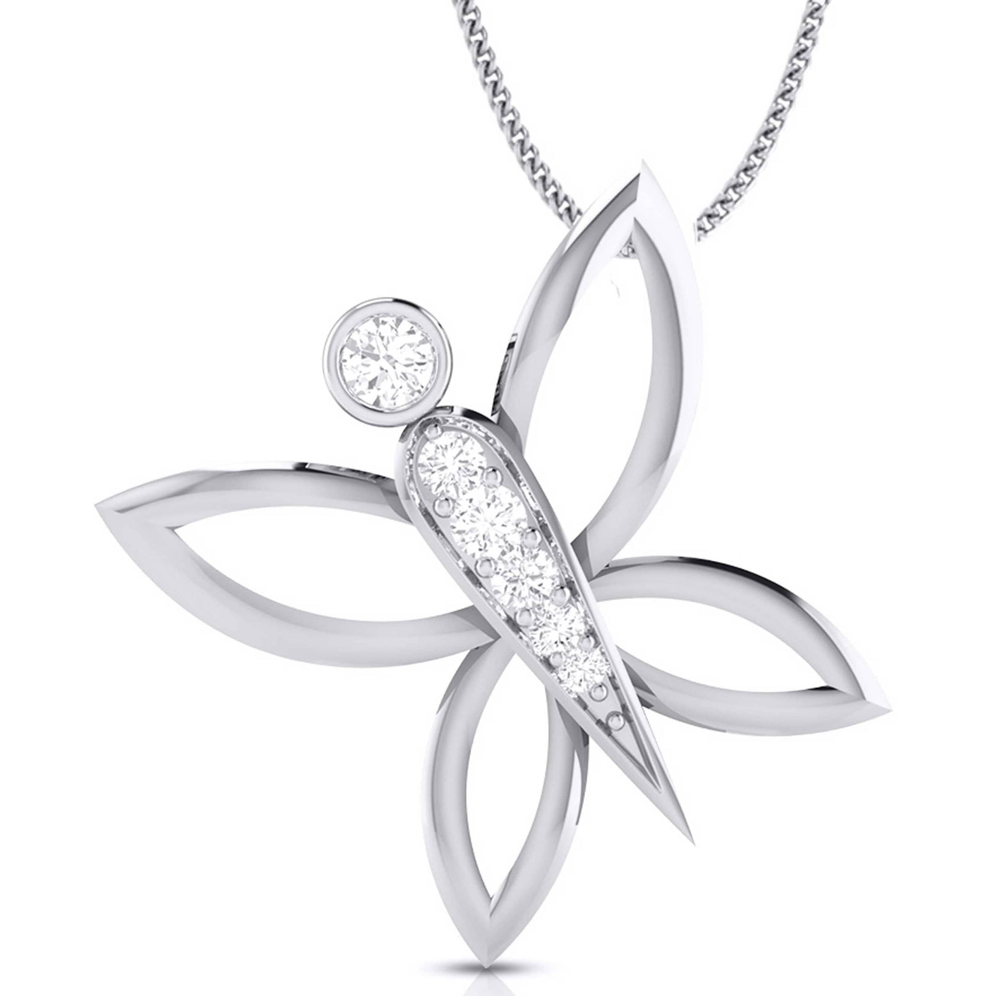 Jewelove™ Pendants & Earrings only Pendant Butterfly Platinum Diamond Pendant Set JL PT P BT 43-A