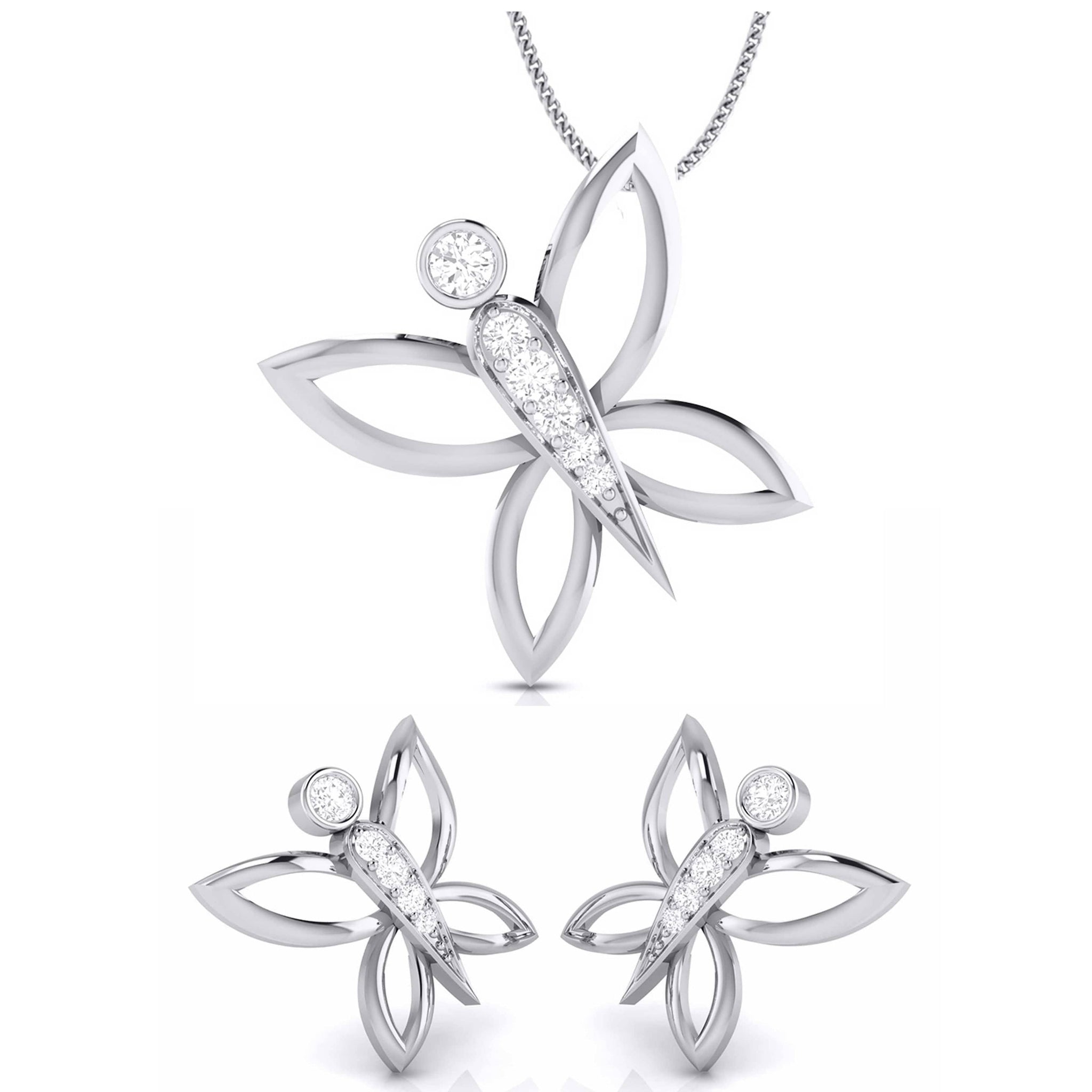 Jewelove™ Pendants & Earrings Pendant Set Butterfly Platinum Diamond Pendant Set JL PT P BT 43-A