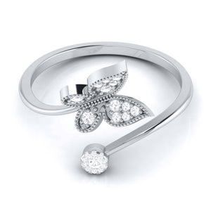 Jewelove™ Rings Butterfly Platinum Diamond Ring with Milgrain for Women JL PT LR 142