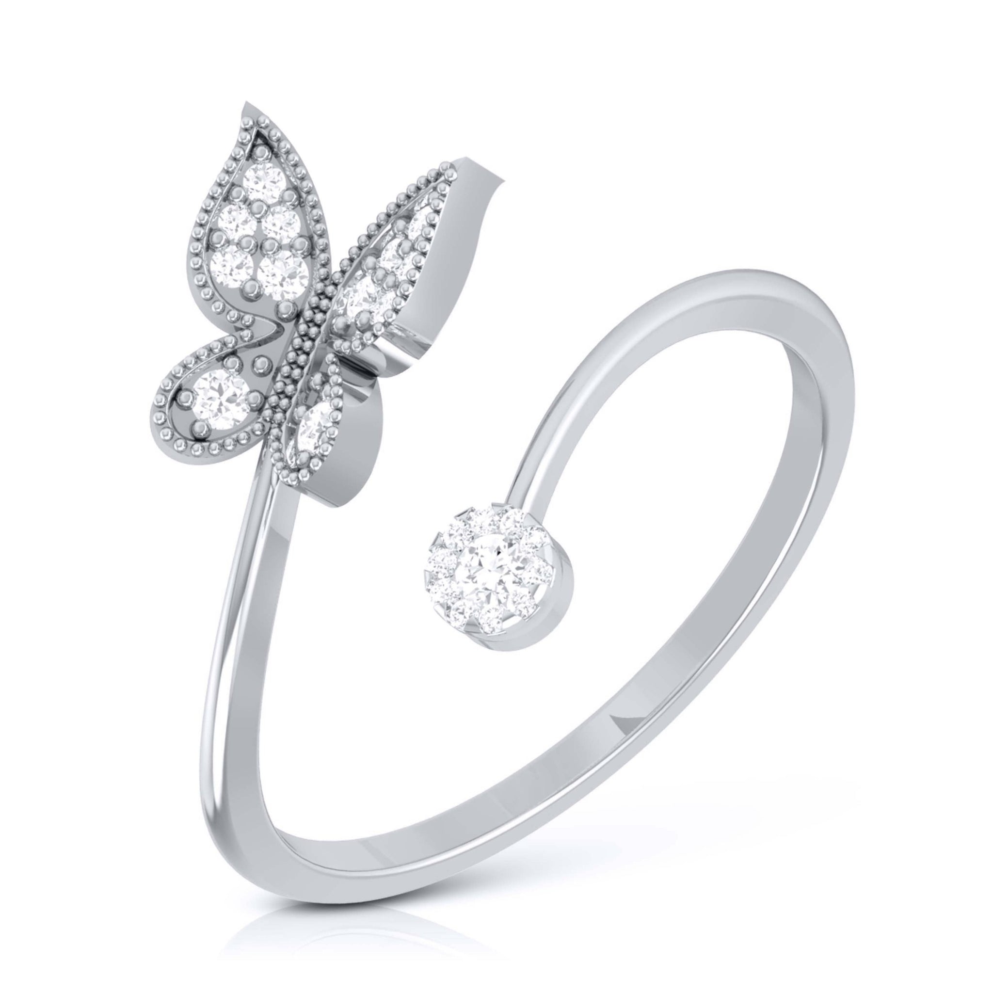 Jewelove™ Rings SI IJ / Women's Band only Butterfly Platinum Diamond Ring with Milgrain for Women JL PT LR 142