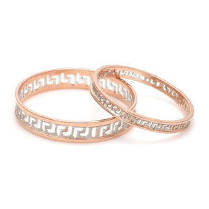 Jewelove™ Rings Carved Out Platinum Love Bands with Rose Gold Polish SJ PTO 135-RG