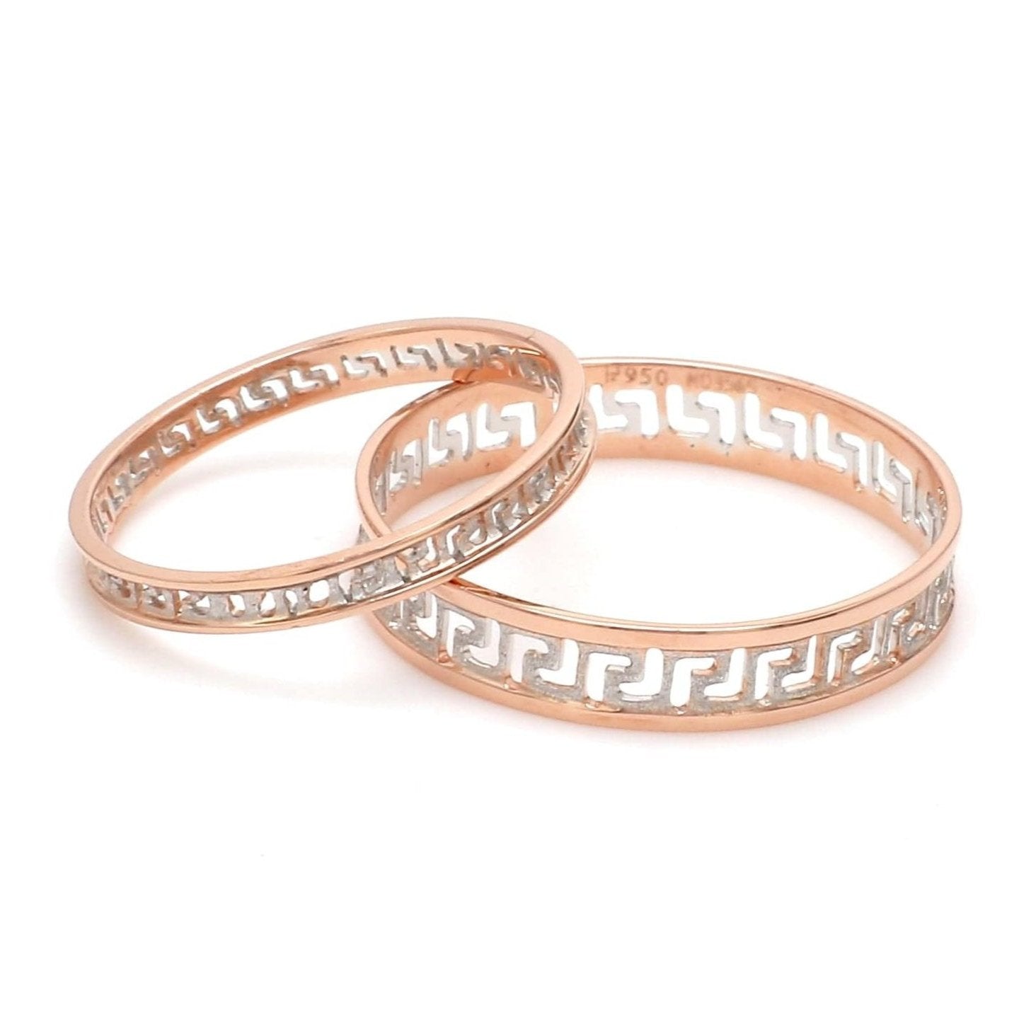 Jewelove™ Rings Carved Out Platinum Love Bands with Rose Gold Polish SJ PTO 135-RG