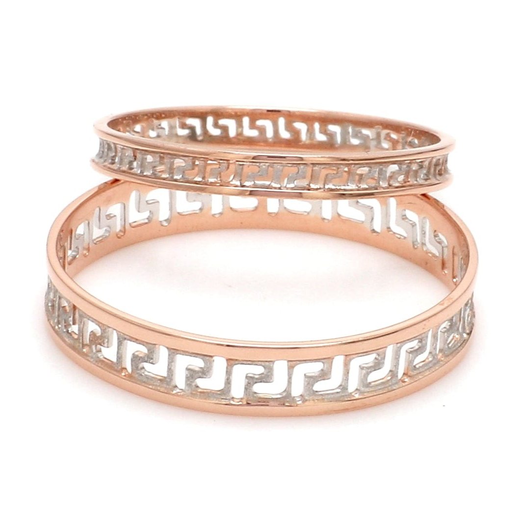 Jewelove™ Rings Carved Out Platinum Love Bands with Rose Gold Polish SJ PTO 135-RG