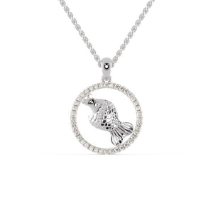 Jewelove™ Pendants SI IJ Circle in Fish Platinum Diamonds Pendant for Women JL PT P 1298