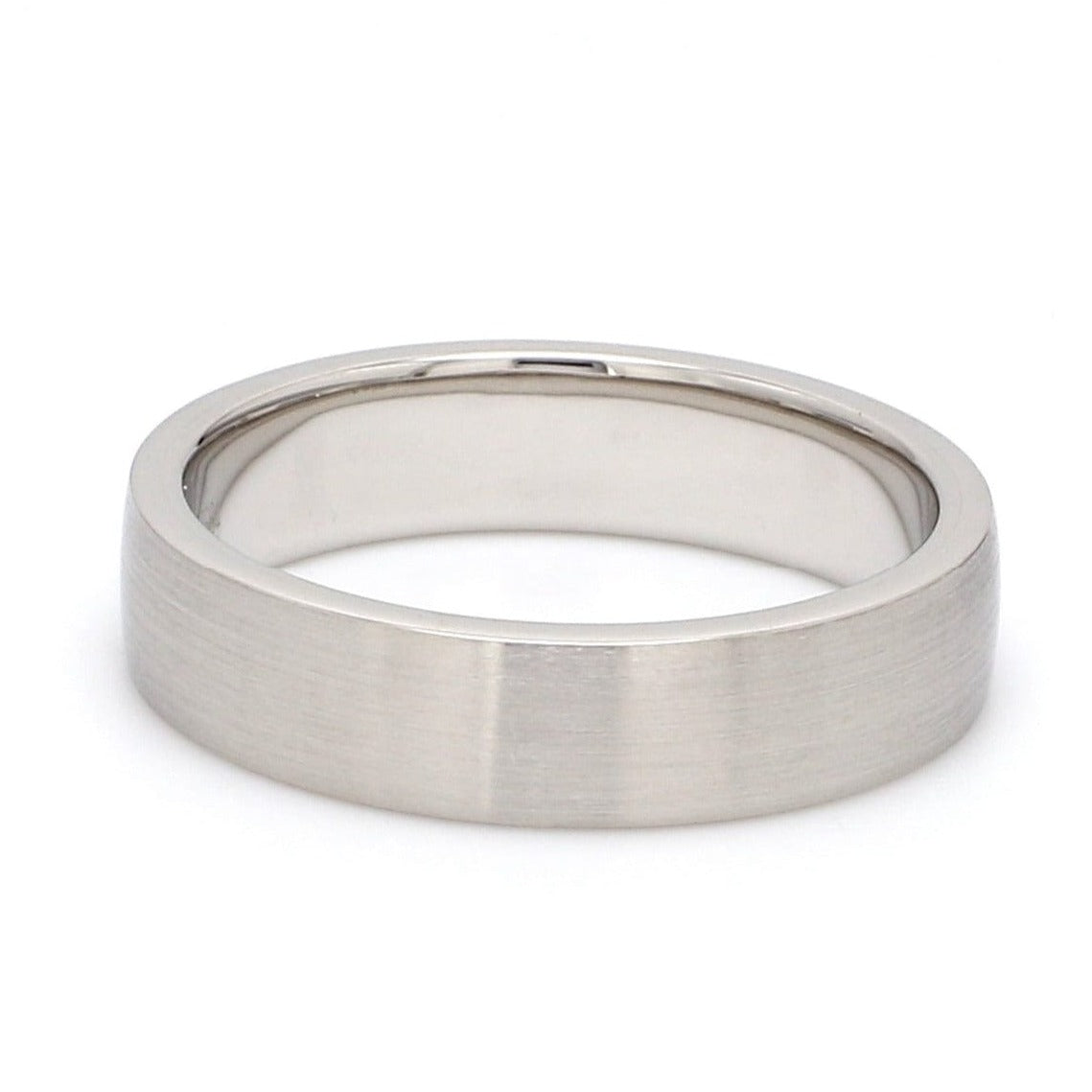 Jewelove™ Rings Men's Band only Classic 5mm Brush Finish Plain Platinum Band for Men JL PT 667