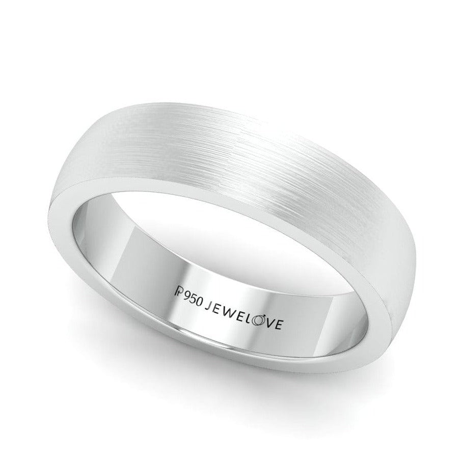 Jewelove™ Rings Men's Band only Classic 5mm Brush Finish Plain Platinum Band for Men JL PT 667