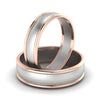 Front View of Classic Plain Platinum Couple Rings With a Rose Gold Border JL PT 633 (2)