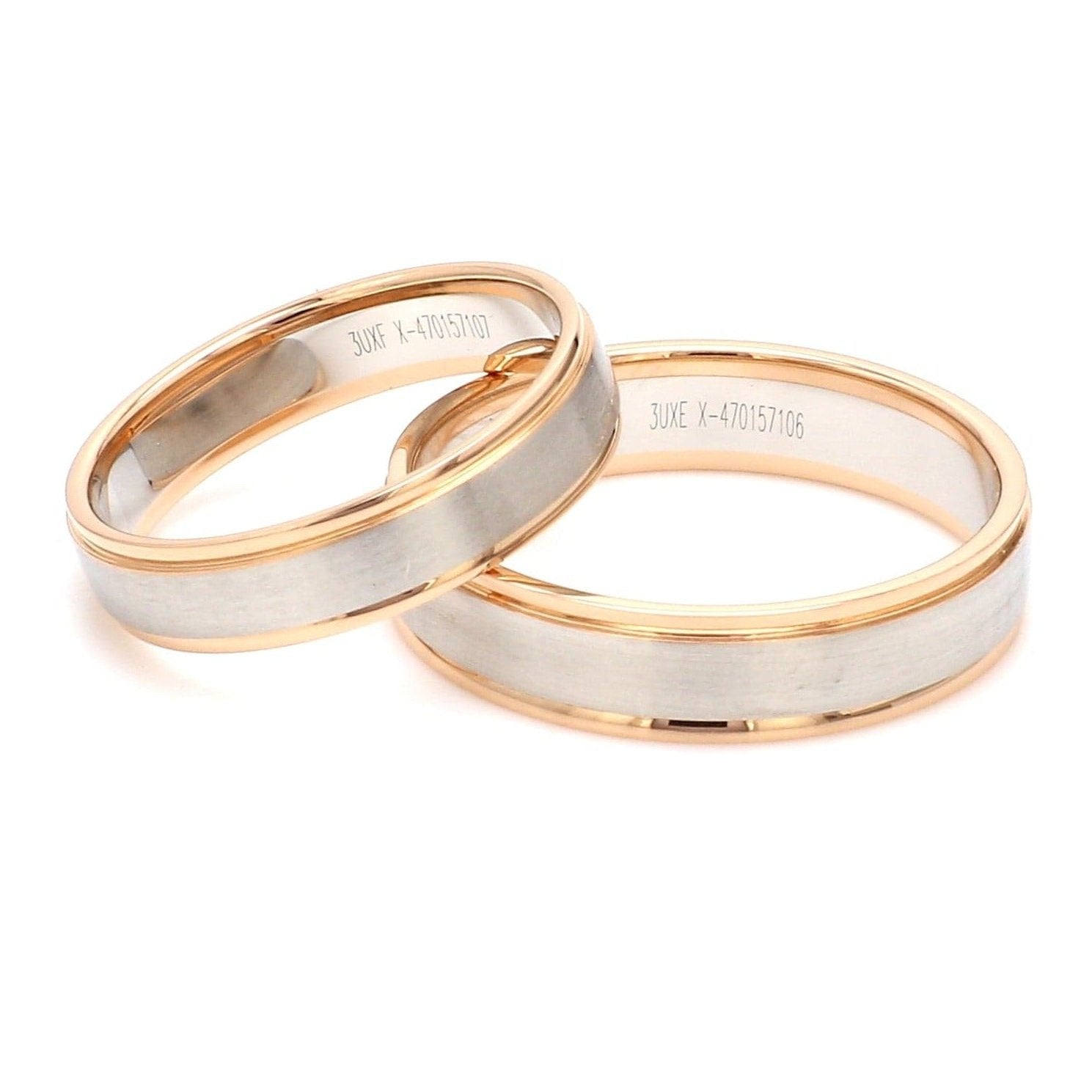 Jewelove™ Rings Classic Plain Platinum Couple Rings With a Rose Gold Border JL PT 633