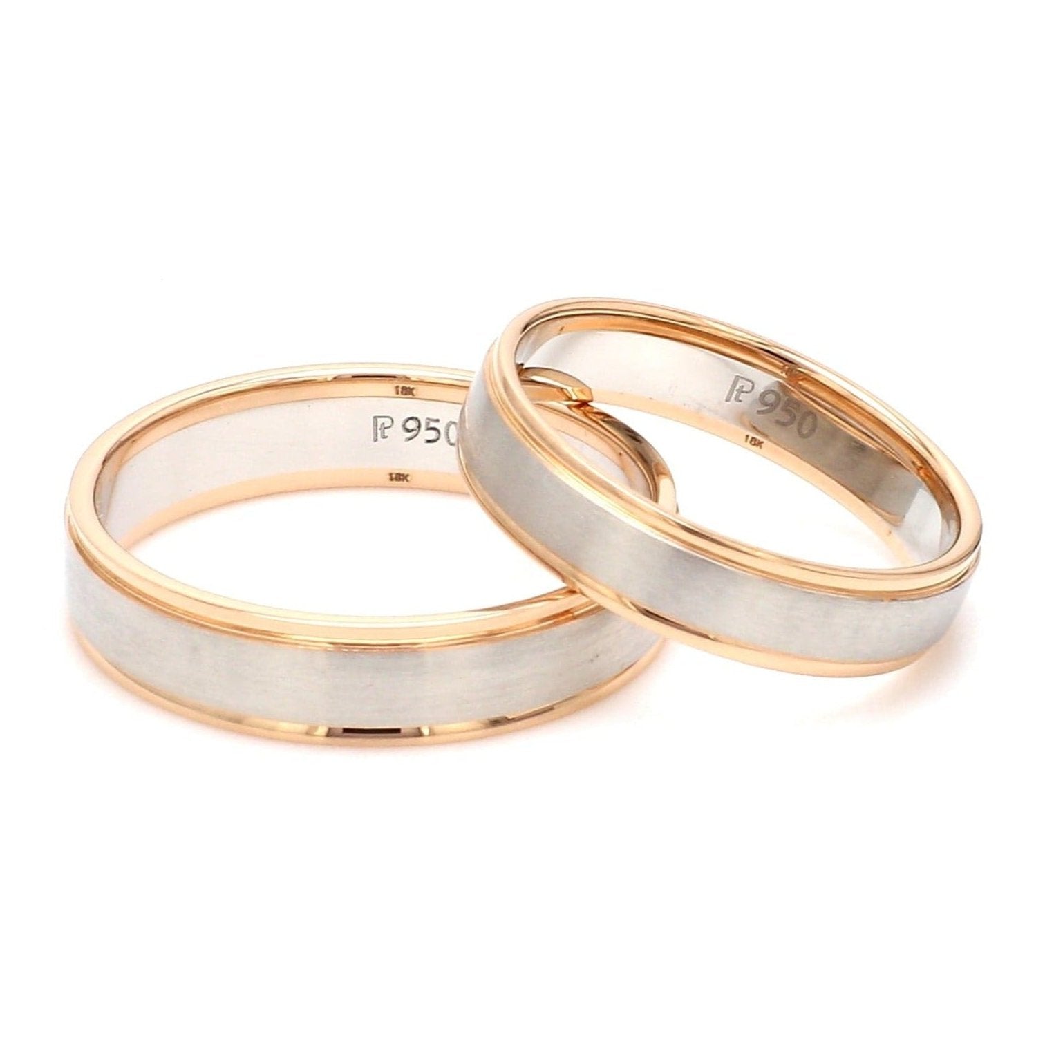 Jewelove™ Rings Classic Plain Platinum Couple Rings With a Rose Gold Border JL PT 633