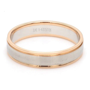 Back View of Classic Plain Platinum Couple Rings With a Rose Gold Border for Men JL PT 633