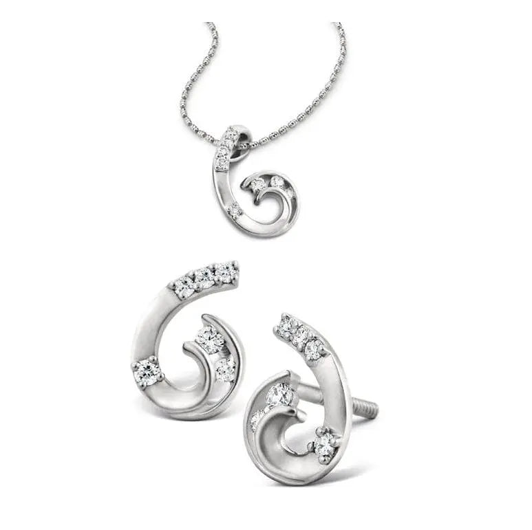 Classic Platinum Earrings Pendant Set with Matte Finish SJ PTO E 103