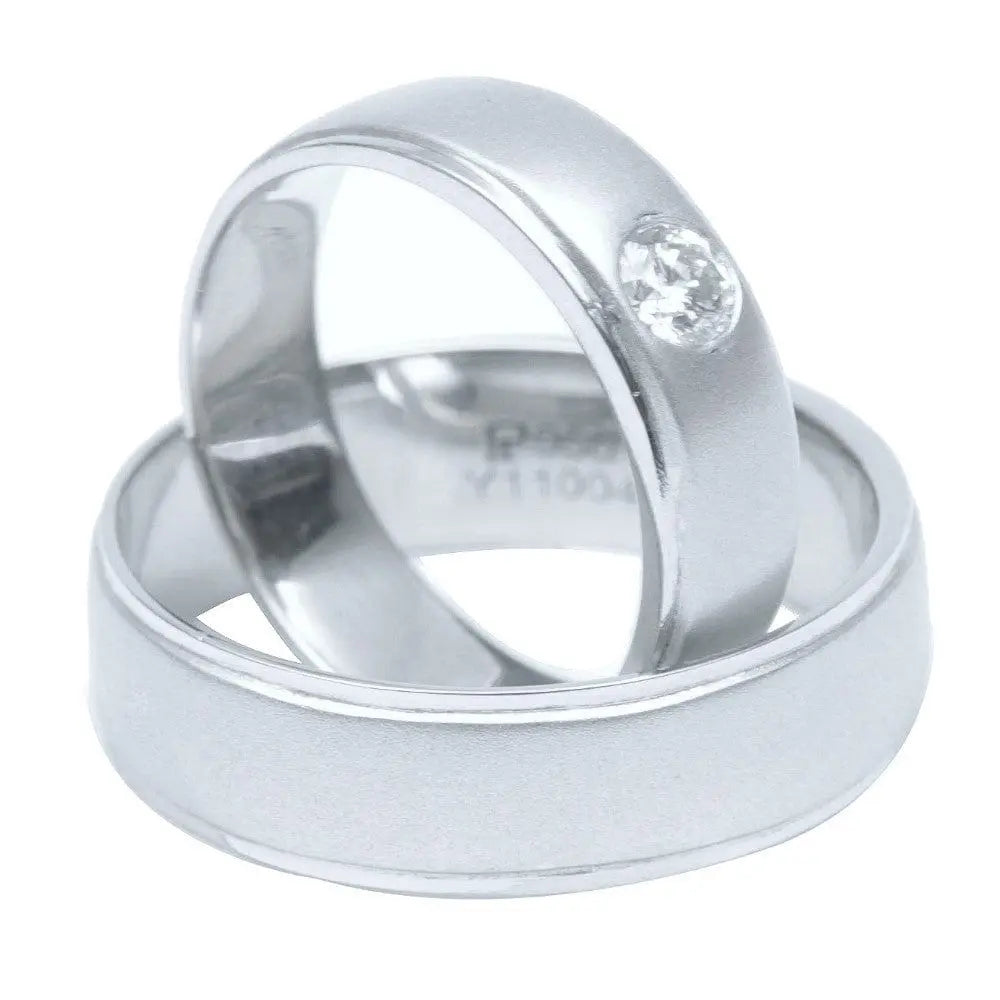 Jewelove™ Rings Classic Solitaire & Plain Platinum Love Bands JL PT 495