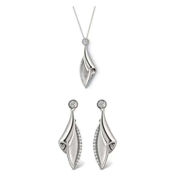 Contemporary Platinum Earrings Pendant Set SJ PTO E 110