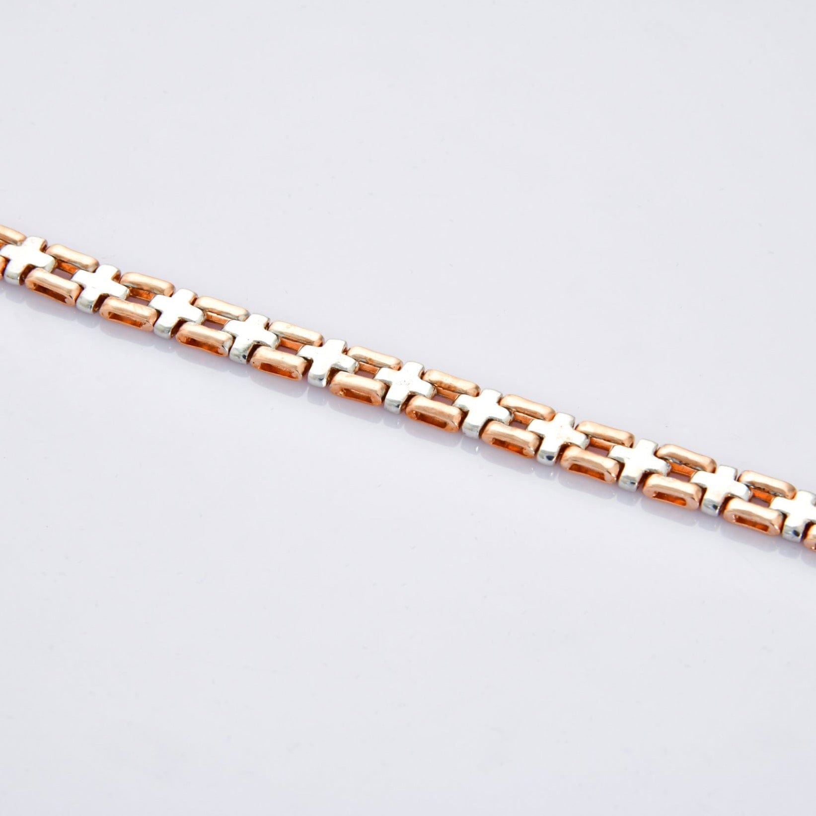 Jewelove™ Bangles & Bracelets Cross Roads Platinum & Rose Gold Fusion Bracelet JL PTB 707