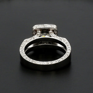 Jewelove™ Rings I VS1 / Women's Band only Cushion Cut Solitaire Platinum Ring with Halo Accents Diamond JL PT 1212