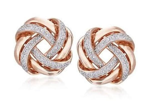 Jewelove™ Earrings Customised 14K Rose Gold + White Gold earrings with diamonds