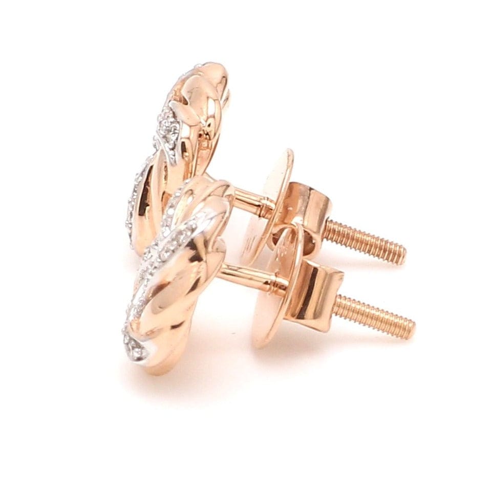 Diamond Screw Back Earrings In Synthetic Diamonds 10k Rose Gold 035 CT