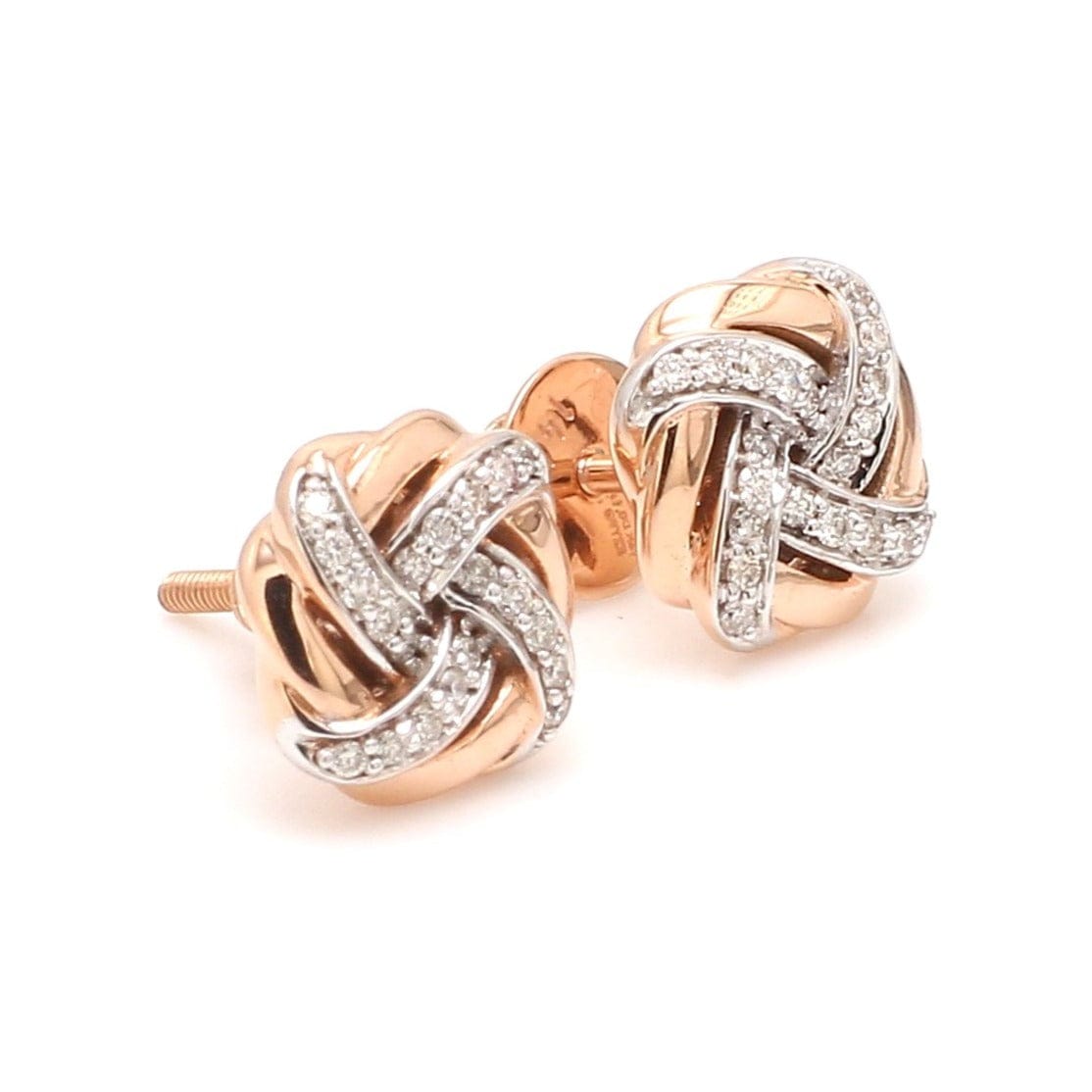 Jewelove™ Earrings Customised 14K Rose Gold + White Gold earrings with diamonds