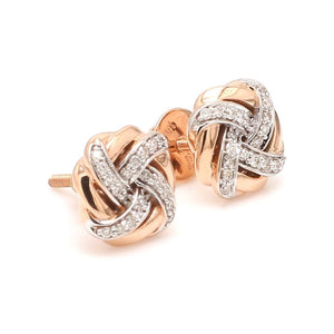 Jewelove™ Earrings Customised 14K Rose Gold + White Gold earrings with diamonds