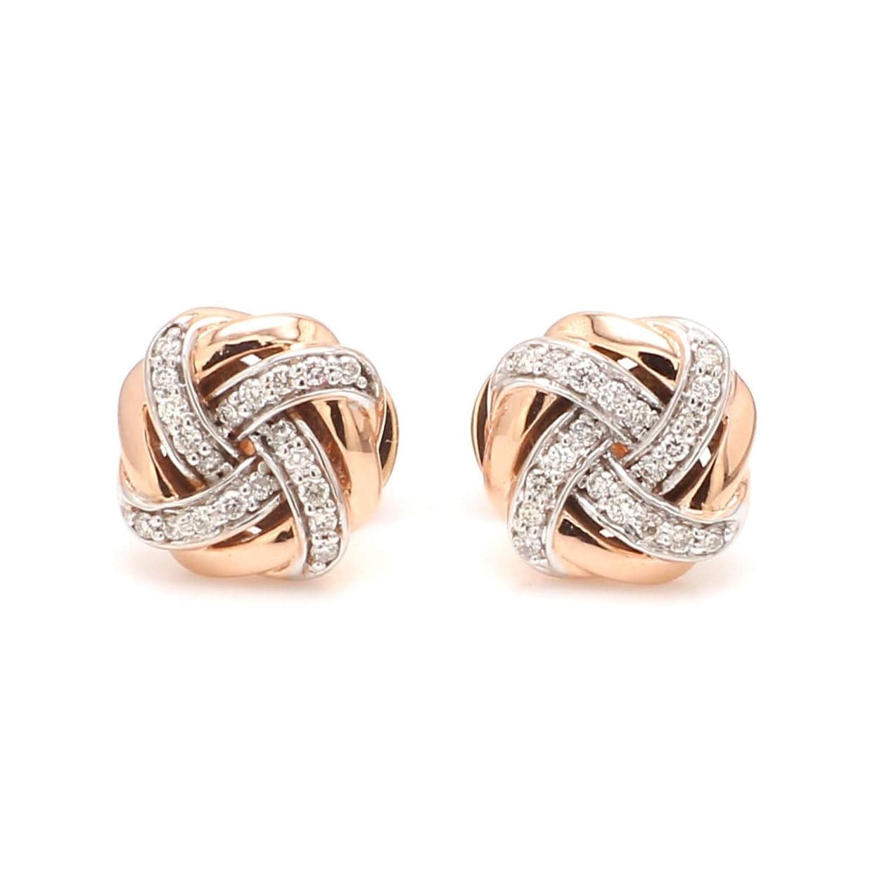 Jewelove™ Earrings Customised 14K Rose Gold + White Gold earrings with diamonds