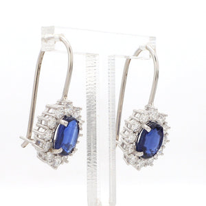 Jewelove™ Earrings Customised 14K White Gold Kyanite Earrings with diamonds