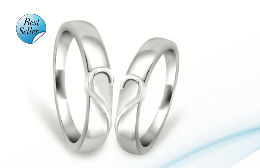 Jewelove™ Rings Both Customised 18K Gold Couple Rings with SS Embossed