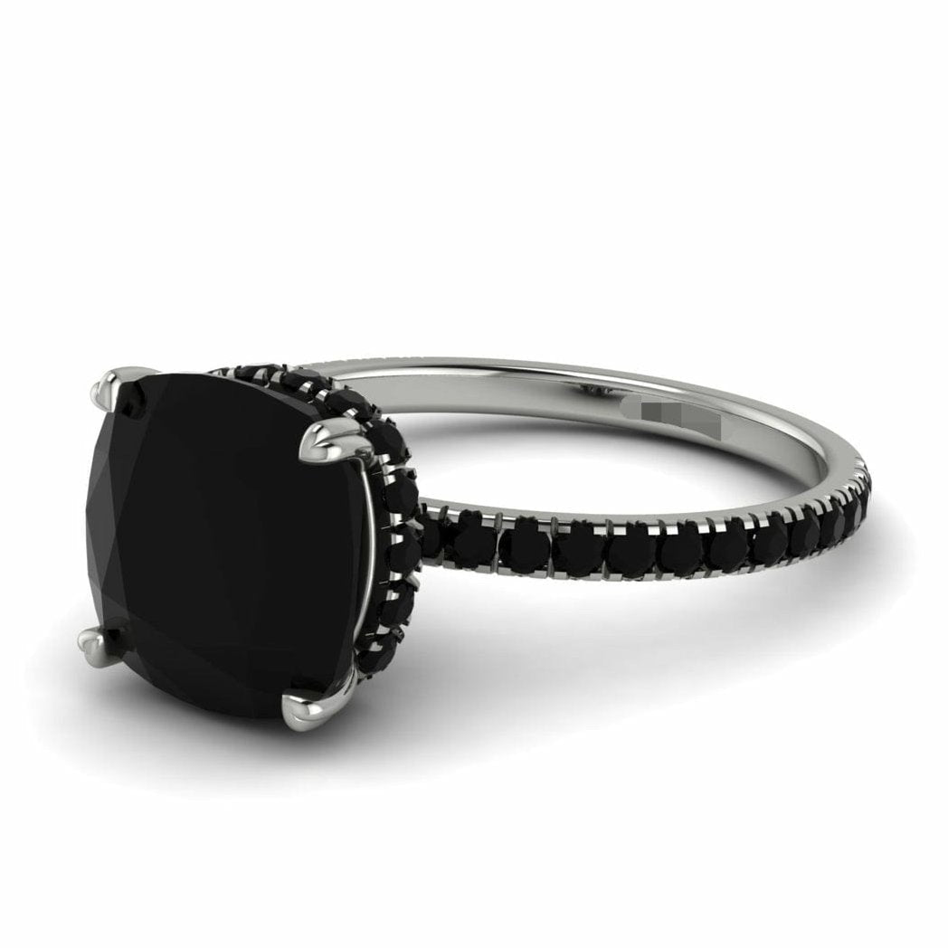 Jewelove™ Rings Women's Band only Customised Designer Platinum Ring Black Diamond JL PT 1149