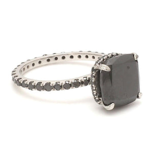 Jewelove™ Rings Women's Band only Customised Designer Platinum Ring Black Diamond JL PT 1149