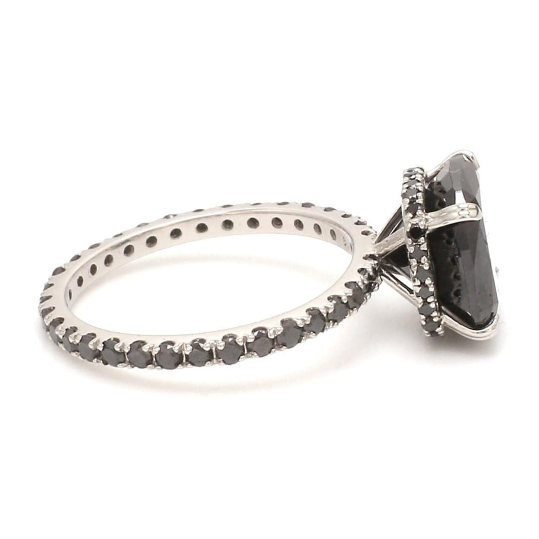 Jewelove™ Rings Women's Band only Customised Designer Platinum Ring Black Diamond JL PT 1149