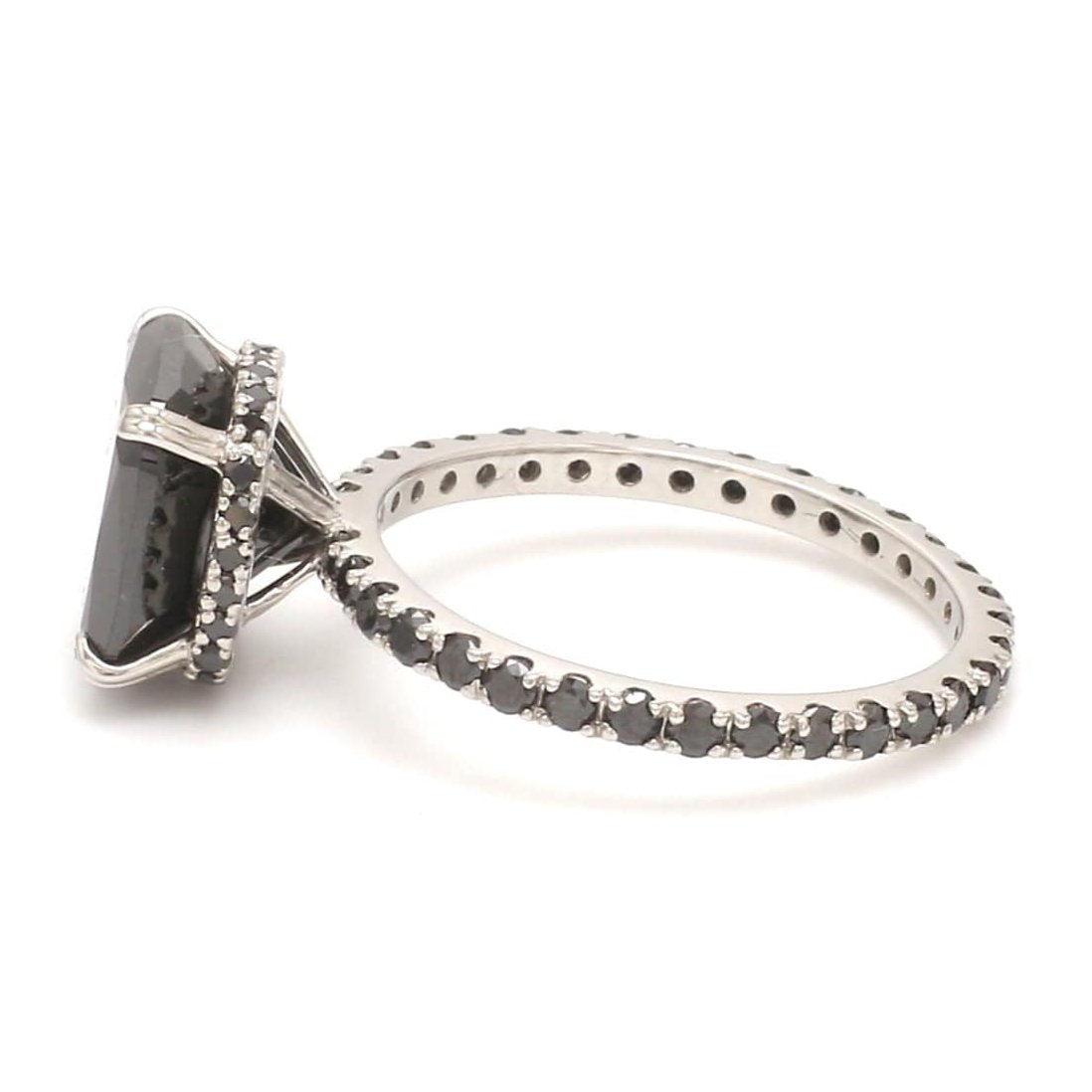 Jewelove™ Rings Women's Band only Customised Designer Platinum Ring Black Diamond JL PT 1149