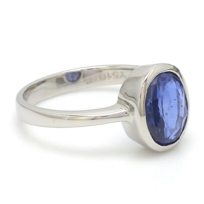 Jewelove™ Rings Customised Natural Blue Sapphire Platinum Astrology Ring for Rashi JL PT 1147