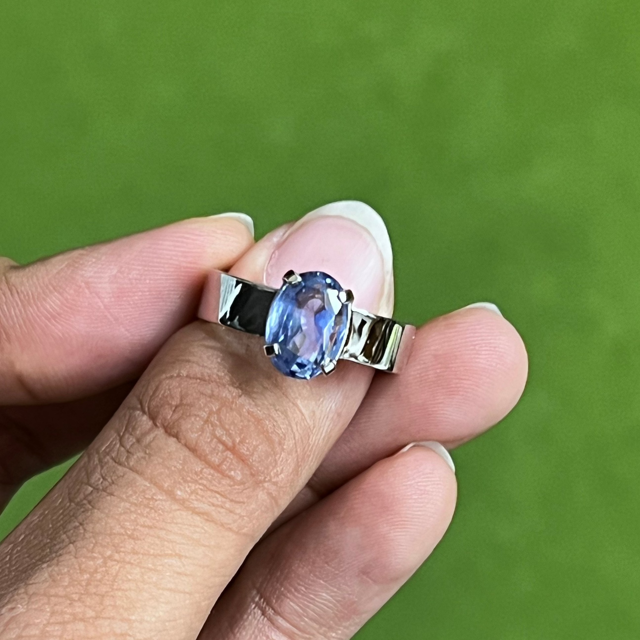 Jewelove™ Rings Customised Natural Blue Sapphire Platinum Astrology Ring for Rashi JL PT 1147 - A