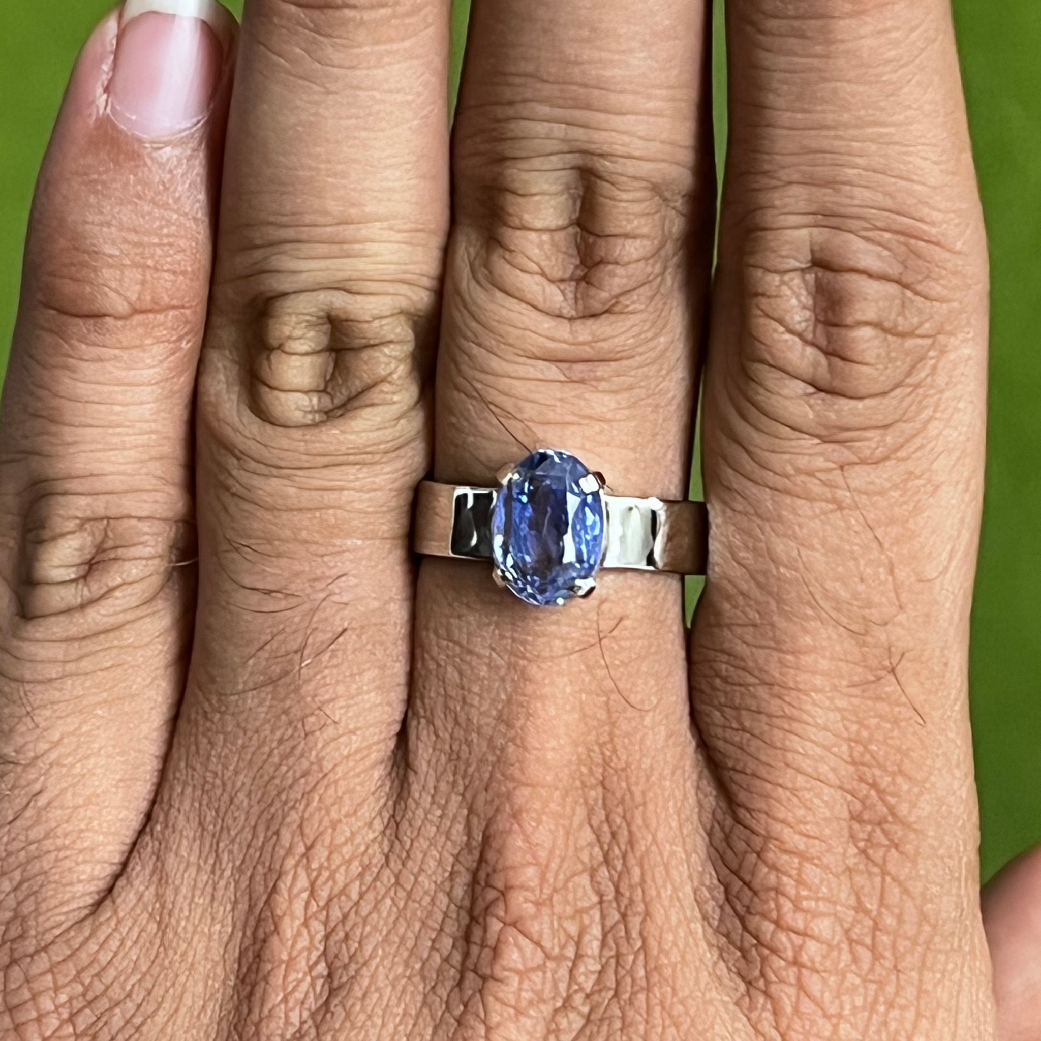 Jewelove™ Rings Customised Natural Blue Sapphire Platinum Astrology Ring for Rashi JL PT 1147 - A