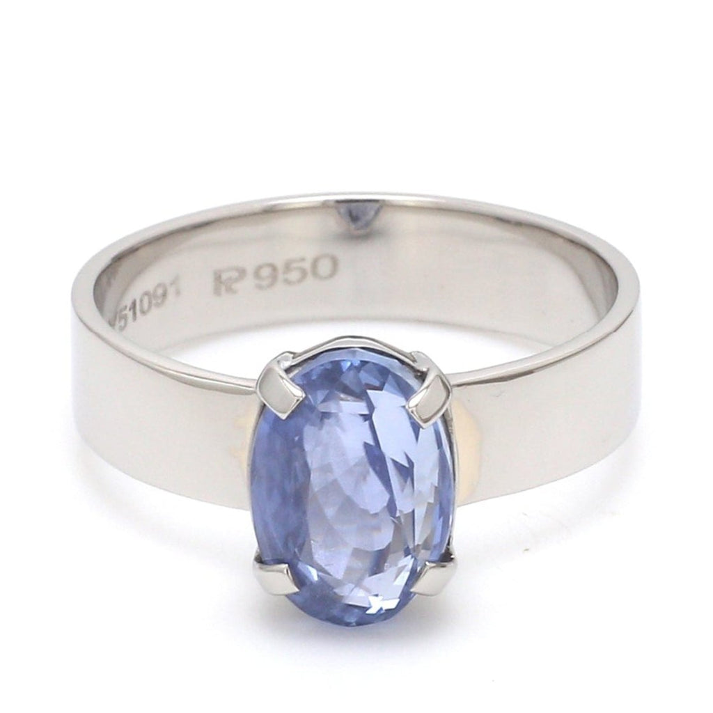 Jewelove™ Rings Customised Natural Blue Sapphire Platinum Astrology Ring for Rashi JL PT 1147 - A