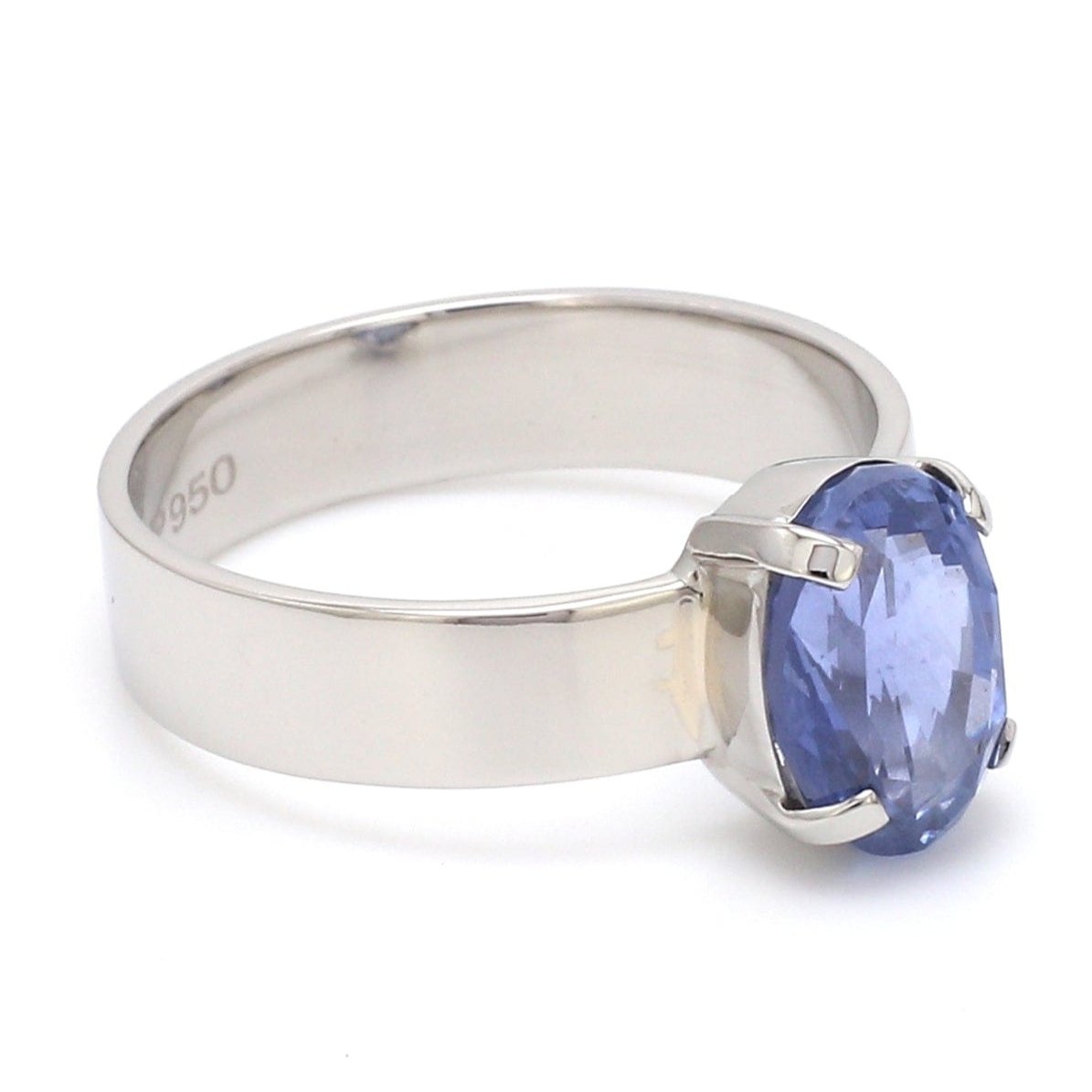 Jewelove™ Rings Customised Natural Blue Sapphire Platinum Astrology Ring for Rashi JL PT 1147 - A