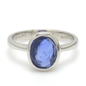 Jewelove™ Rings Women's Band only Customised Natural Blue Sapphire Platinum Astrology Ring for Rashi JL PT 1147