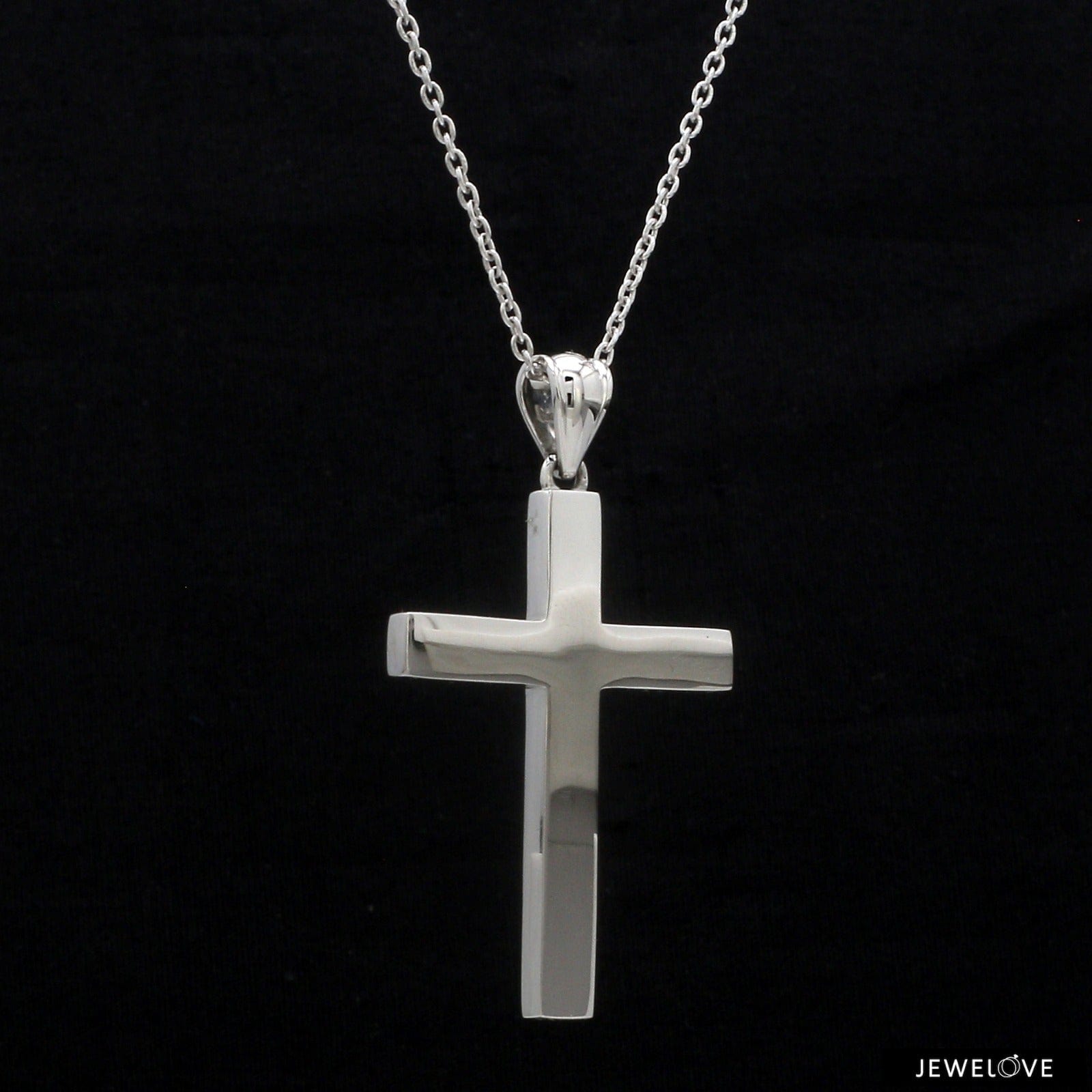 Jewelove™ Pendants 1 3/8 inches Customised Plain Platinum Cross Pendant JL PT P 243-Z