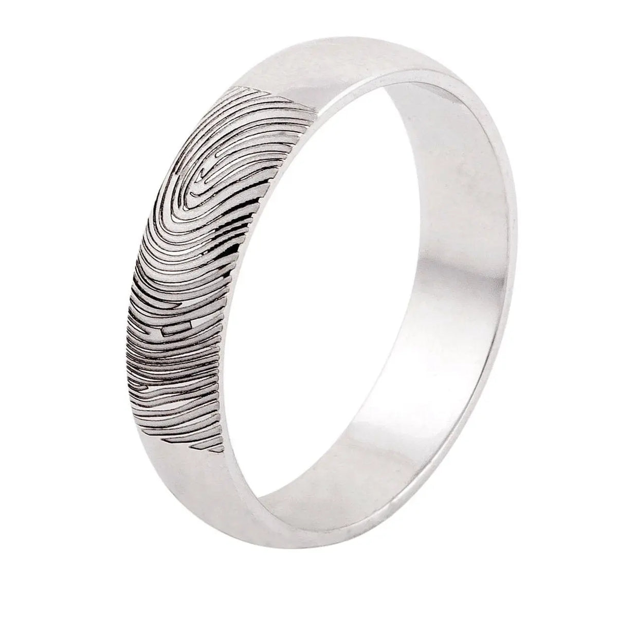 Fingerprint Engraved Platinum Rings for Couples