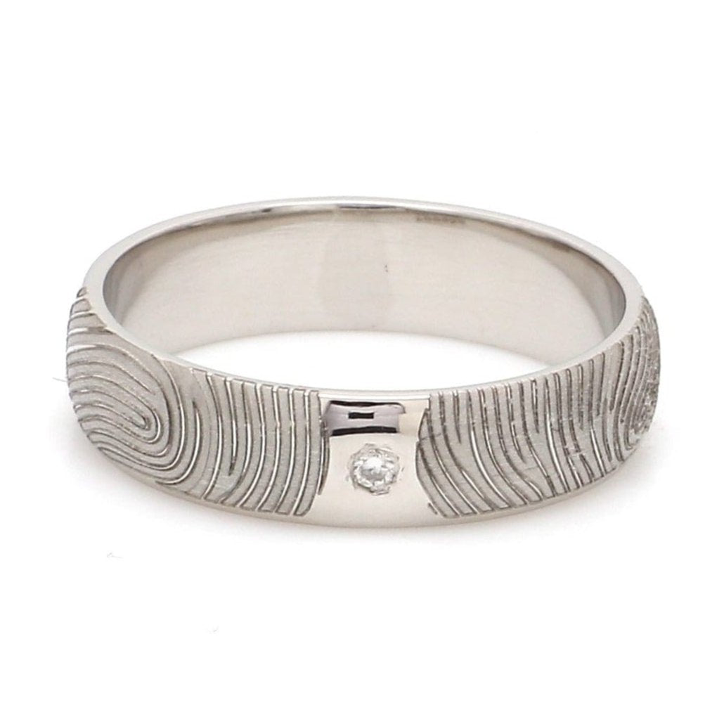 Jewelove™ Rings Customized Fingerprint Engraved Platinum Rings with Diamonds for Couples