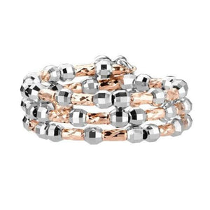 Jewelove™ Rings Women's Band only Dazzling Shiny 3-Row Flexible Platinum & Rose Gold Ring with Diamond Cut Balls JL PT 718