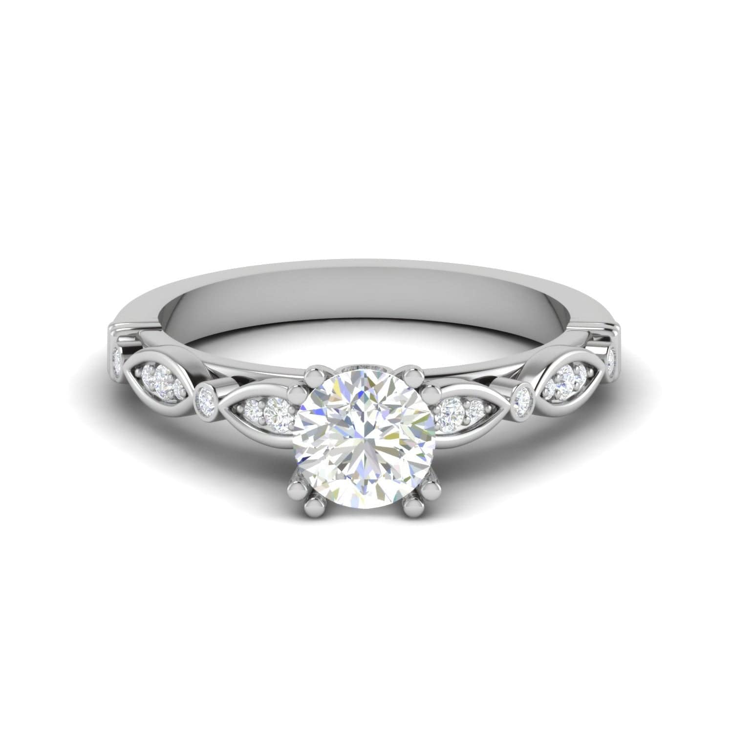 Jewelove™ Rings VS J / Women's Band only Designer 0.30 cts Solitaire Shank Diamond Platinum Ring for Women JL PT RV RD 120