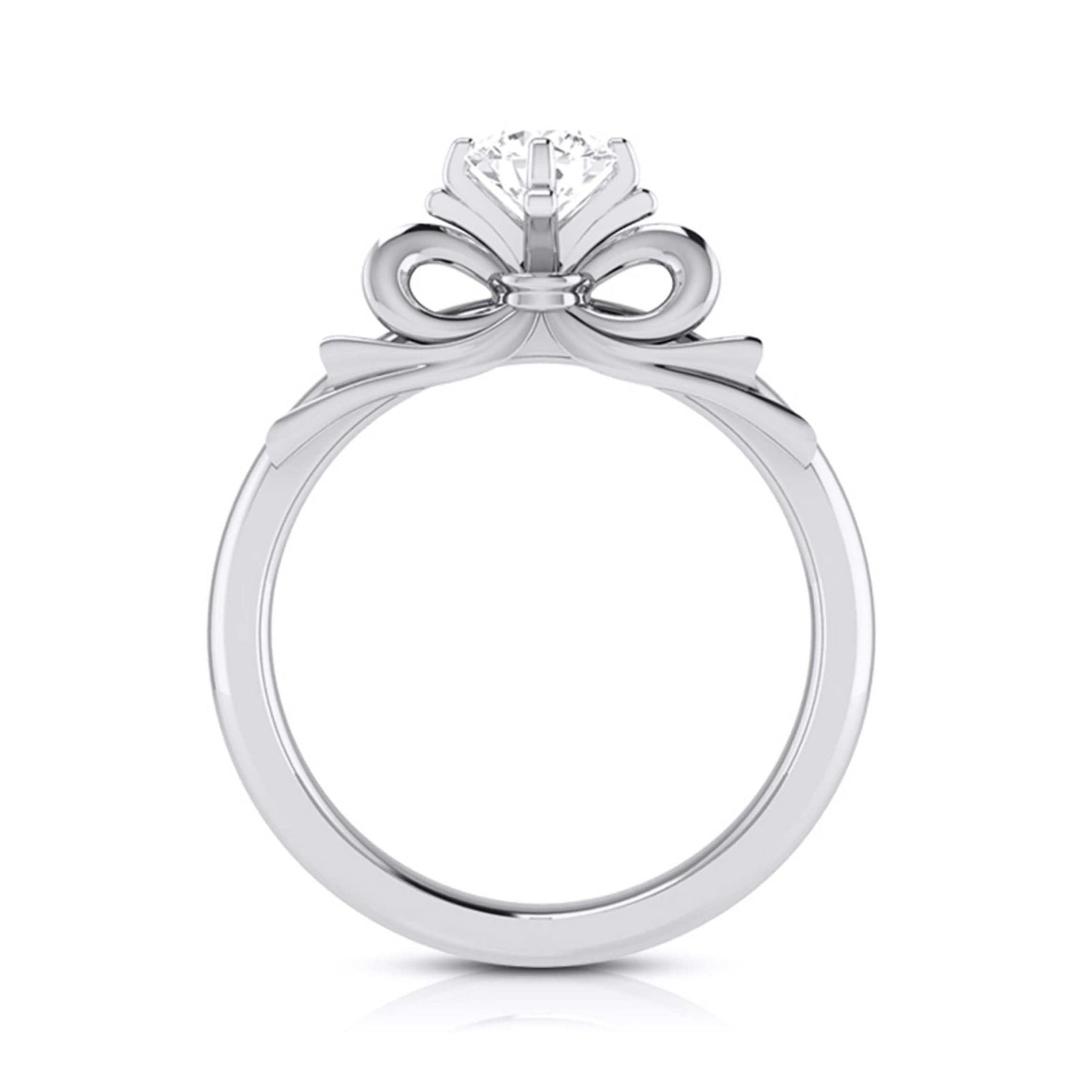 Jewelove™ Rings J VS / Women's Band only Designer 0.50 cts. Platinum Bow Solitaire Engagement Ring JL PT G-108