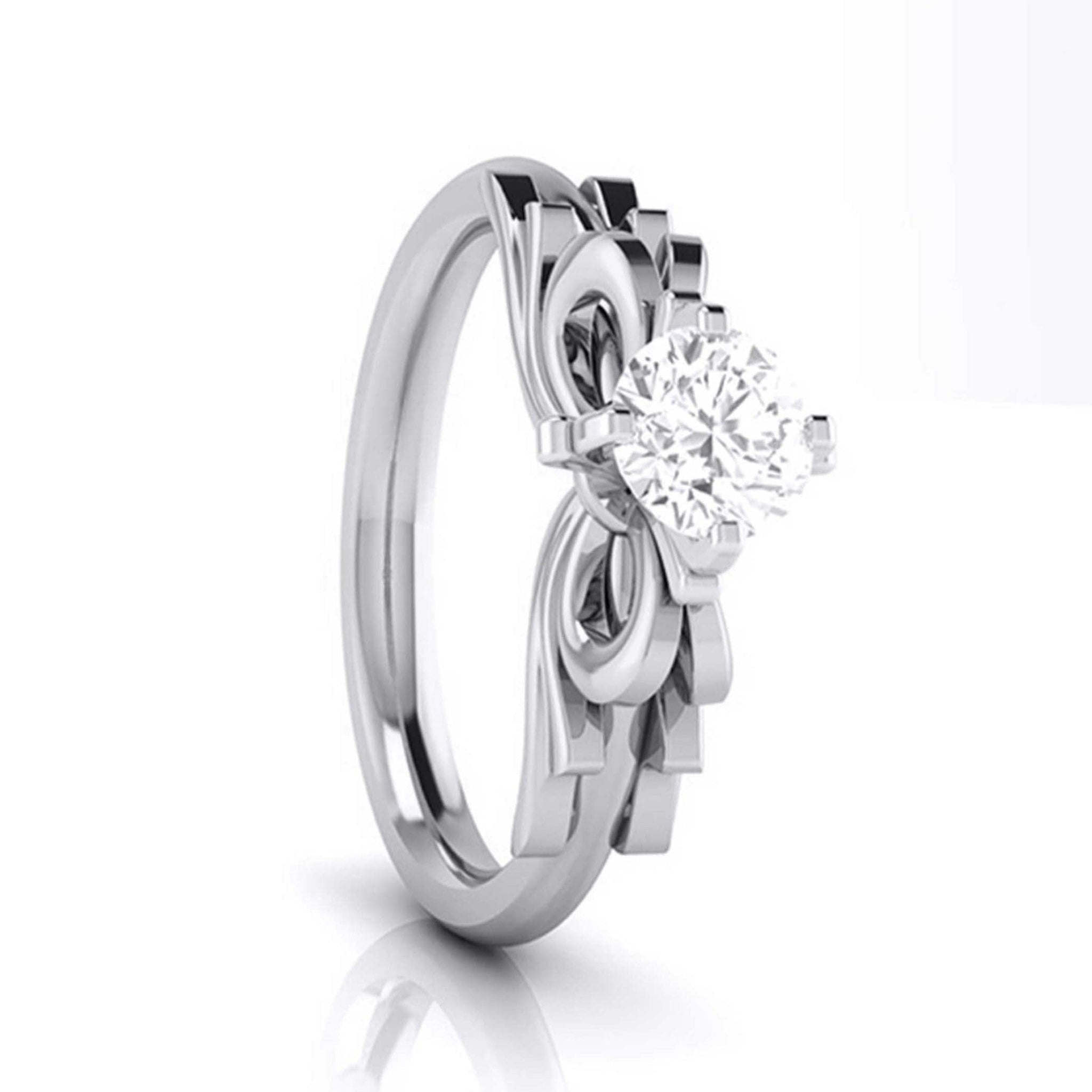 Jewelove™ Rings J VS / Women's Band only Designer 0.50 cts. Platinum Bow Solitaire Engagement Ring JL PT G-108