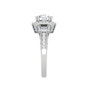 Jewelove™ Rings J VS / Women's Band only Designer 0.50cts Solitaire Halo Diamond Split Shank Platinum Ring JL PT EN7160-1WG