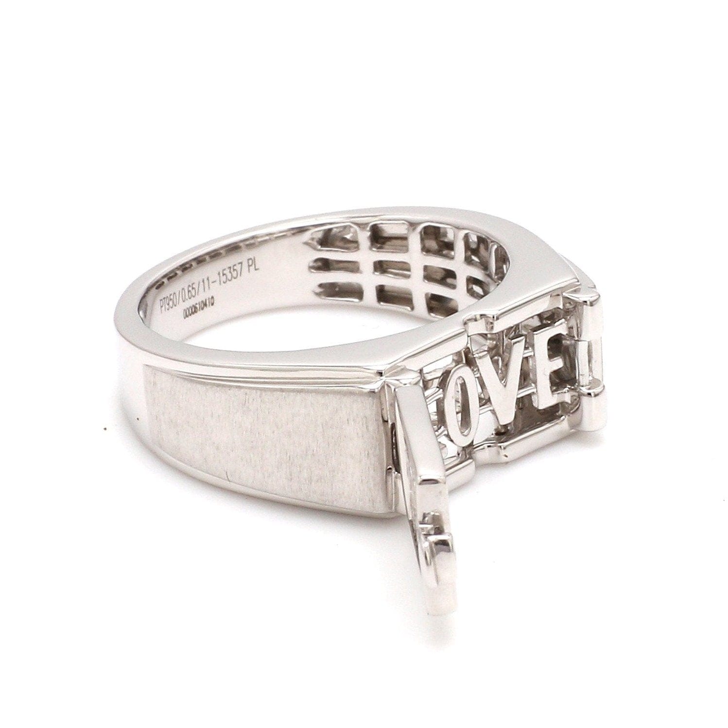 Jewelove™ Rings Men's Band only Designer 18K White Gold with Diamond Princess Cut Ring with a Openable Secret Message for Men JL PT 1009