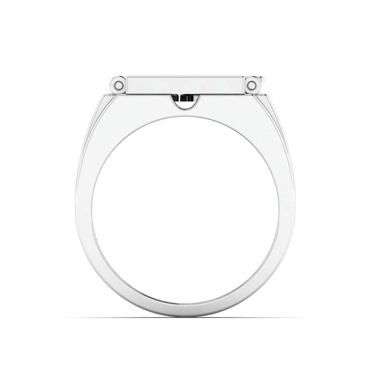 Jewelove™ Rings Men's Band only Designer 18K White Gold with Diamond Princess Cut Ring with a Openable Secret Message for Men JL PT 1009