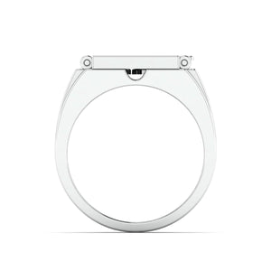 Jewelove™ Rings Men's Band only Designer 18K White Gold with Diamond Princess Cut Ring with a Openable Secret Message for Men JL PT 1009