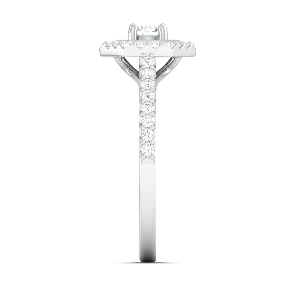 Jewelove™ Rings Designer 20-Pointer Hexagonal Platinum Solitaire Ring with Diamond Accents JL PT 981