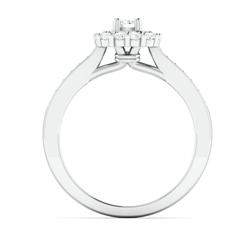 Jewelove™ Rings Designer 20-Pointer Square Halo Platinum Solitaire Ring for Women JL PT 980